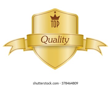 Golden shield symbol of top quality product