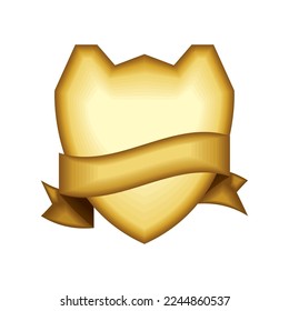fondo blanco del icono del vector del escudo dorado