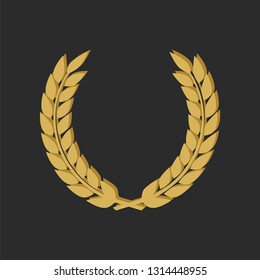 Golden shields laurel badges collection. Gold medal vector illustration.