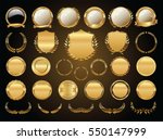 Golden shields laurel wreaths and badges collection