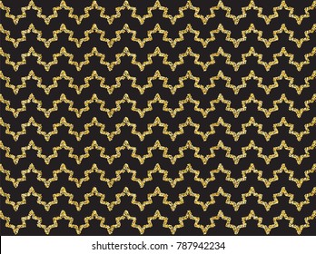 Golden shimmer wave pattern wallpaper. Vector luxury Christmas illustration gold foil. Wedding background modern banner. Confetti shine backdrop.