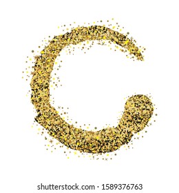Golden shimmers inside zen symbol, vector