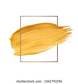 Golden shimmery brush stroke badge vector