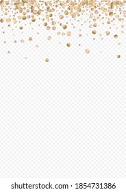 Golden Shine Festive Transparent Background. Transparent Confetti Background. Yellow Circle Effect Invitation. Dust Bright Texture.