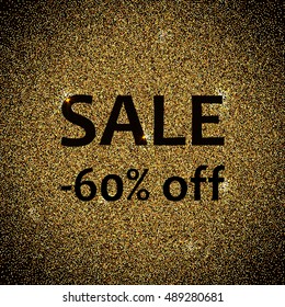 Golden shine glitter sale square background for exclusive shopping. 