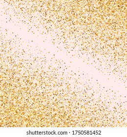Golden Shine Holiday Pink Background. Vector Sequin Pattern. Gold Round Christmas Backdrop. Confetti Bright Design.
