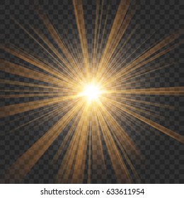 Golden shine on transparent background Vector Illustration