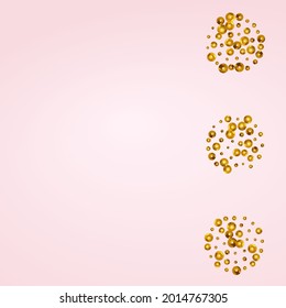 Golden Shine Paper Vector Pink Background. Isolated Sequin Illustration. Yellow Dust Vector Pattern. Dot Rich Card.