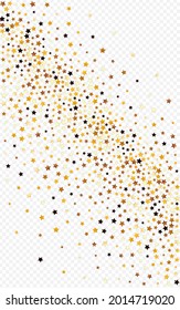 Golden Shine Vector Transparent Background. Yellow Luxury Sky Border. Star Elegant Pattern.  Shiny Festive Space Banner.