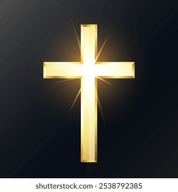 Dourado brilhante cruz cristã símbolo religioso