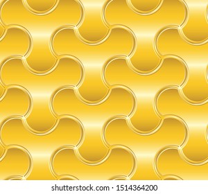 golden shining geometric seamless pattern tile with puzzle symbols. elegant rich metallic gold design for luxury surface designs, fabric, textile, backgrounds and wallpapers. seamless design