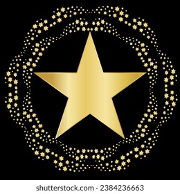 Golden shining and glowing stars, sparkle star icons,
and stars with festive decoration particles create an abstract staright effect. Twinkling stars, 
in this vector illustration.