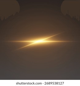 Golden shining light line. Vector illustration