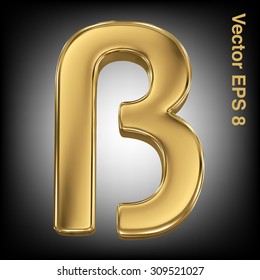 Golden shining metallic 3D symbol eszett. Eps 8 using mesh.