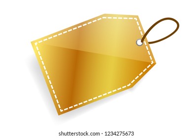 golden Shining rectangle Blank Tag with soft shadow