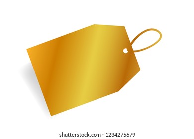 golden Shining rectangle Blank Tag with soft shadow
