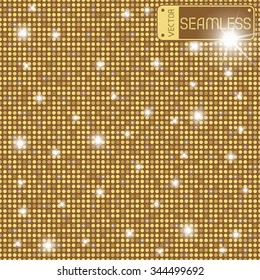 Golden shining rounds seamless texture background. Gold, luxury, information or network graphic design concept. Vector illustration