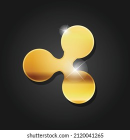 Golden shiny bitcoin icon badge symbol vector image. Golden digital cryptocurrency coin. Electronics finance money symbol.