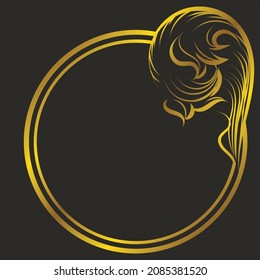 Marco doble de círculo brillante dorado para plantilla de texto y fondo.