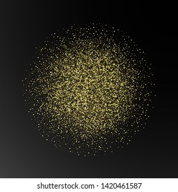 
Golden shiny circle with shiny particles on a black background. Design element.
