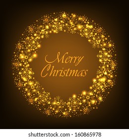 golden shiny circular frame Merry Christmas festival background