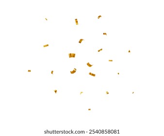 Confete dourado brilhante voando. Bright dourado festivo para a celebração Natal, Ano Novo, festa de aniversário, cerimônia de casamento, evento de férias. Ilustração vetorial