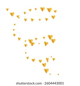 Golden shiny decorative glitter hearts, vector illustration on the white background