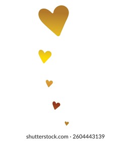 Golden shiny decorative glitter hearts, vector illustration on the white background