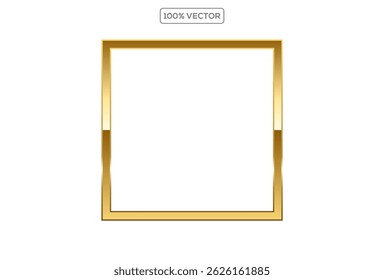 Golden shiny frame set isolated on transparent background 6