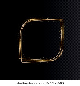 Golden shiny frames with dust isolated on a transparent background. Luxurious realistic borders. Vector illustration of a gold rim. golden gradient frames with light.