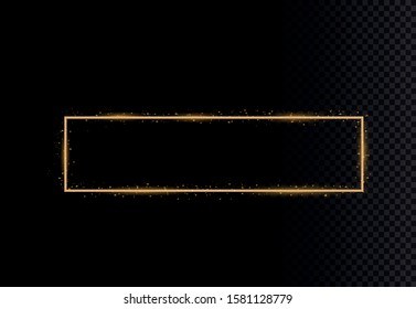Golden shiny frames with dust isolated on a transparent background. Luxurious realistic borders. Vector illustration of a gold rim. golden gradient frames with light.