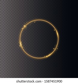  Golden shiny frames with dust isolated on a transparent background.Golden gradient frames with light. Vector illustration of a gold rim.  Luxurious realistic borders. 