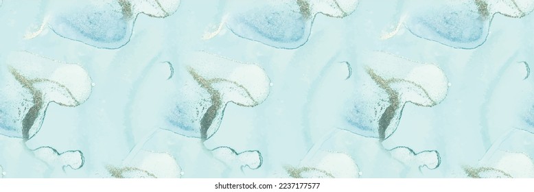 Brillante dorado. Mármol de tinta vectorial. Acuarela De Mármol Foil. Fondo de degradado azul. Pintura de tinta dorada. Fondo Fluido Sin Marea. Lienzo acuarela. Pintura De Arte Abstracto De Lujo. Tinta Foil Alcohol