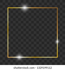 
Golden shiny glowing vintage frame with shadows. Gold windows, frames, squares. Golden luxury realistic rectangle border. Vector illustration EPS10
