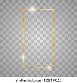 
Golden shiny glowing vintage frame with shadows. Gold windows, frames, squares. Golden luxury realistic rectangle border. Vector illustration EPS10