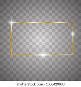 
Golden shiny glowing vintage frame with shadows. Gold windows, frames, squares. Golden luxury realistic rectangle border. Vector illustration EPS10