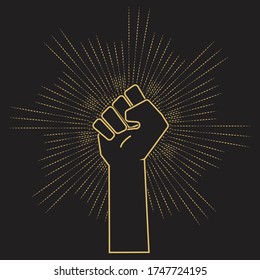 A golden shiny hand rising For black lives matter vector design