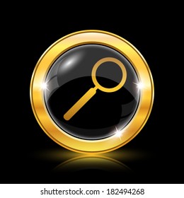 Golden shiny icon on black background - internet button