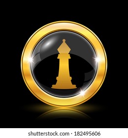 Golden shiny icon on black background - internet button