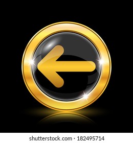 Golden shiny icon on black background - internet button