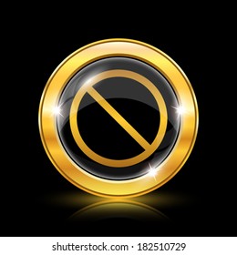 Golden shiny icon on black background - internet button