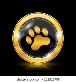 Golden shiny icon on black background - internet button