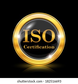 Golden shiny icon on black background - internet button