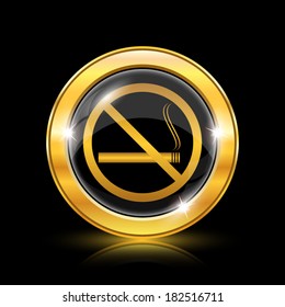 Golden shiny icon on black background - internet button