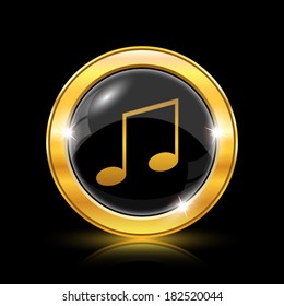 Golden shiny icon on black background - internet button