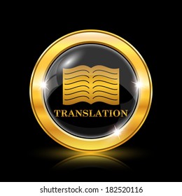 Golden shiny icon on black background - internet button