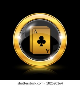 Golden shiny icon on black background - internet button