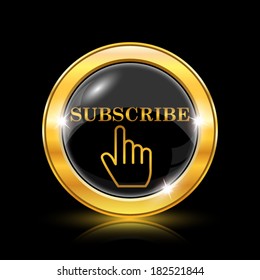 Golden shiny icon on black background - internet button