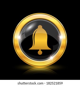 Golden shiny icon on black background - internet button