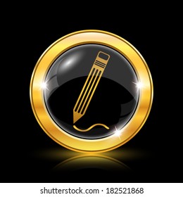 Golden shiny icon on black background - internet button